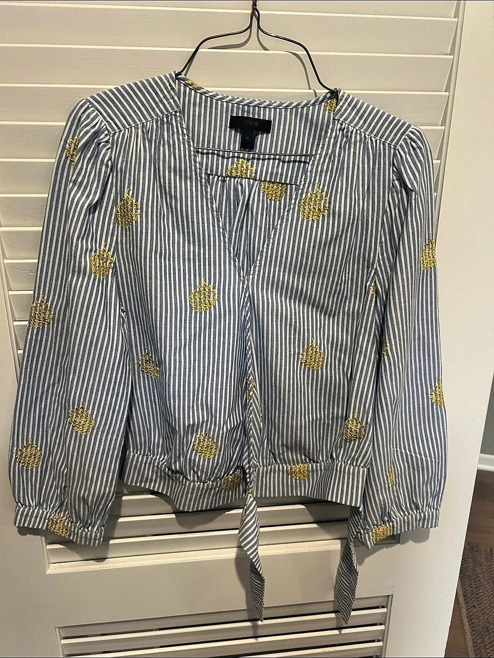 J.Crew Blue & White Striped Tie-Front Jacket
